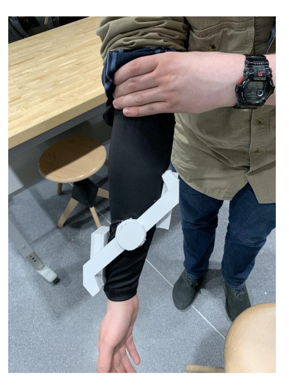 Full view of the prototype sleeve worn on the arm